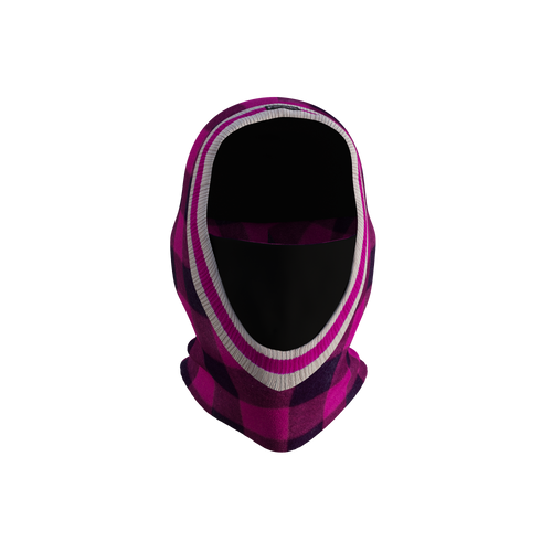 Pook Ninja - Pink Plaid and Black Double Layer Polar Fleece Balaclava