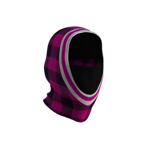 Pook Ninja - Pink Plaid and Black Double Layer Polar Fleece Balaclava