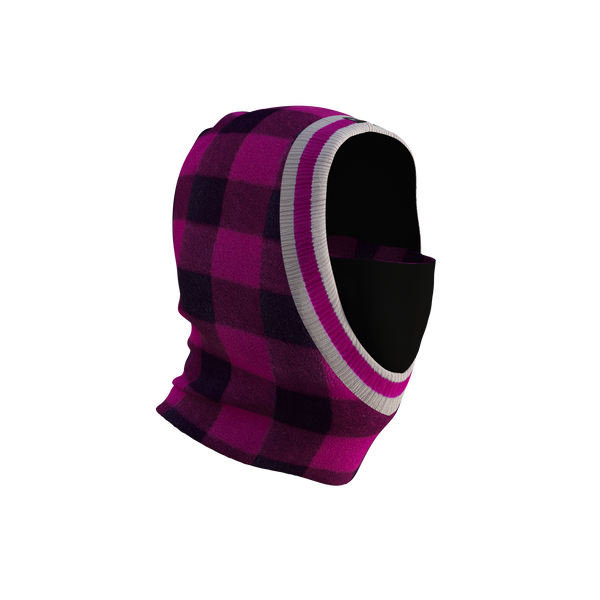Pook Ninja - Pink Plaid and Black Double Layer Polar Fleece Balaclava