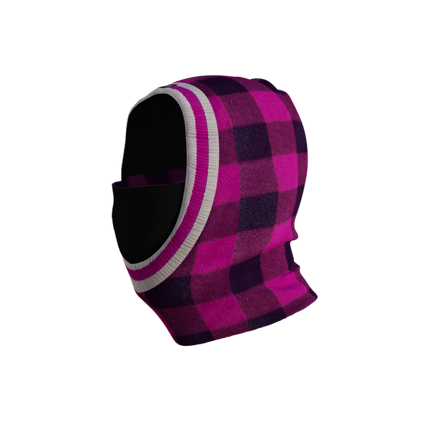 Pook Ninja - Pink Plaid and Black Double Layer Polar Fleece Balaclava