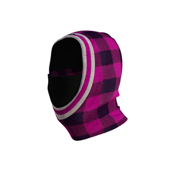 Pook Ninja - Pink Plaid and Black Double Layer Polar Fleece Balaclava
