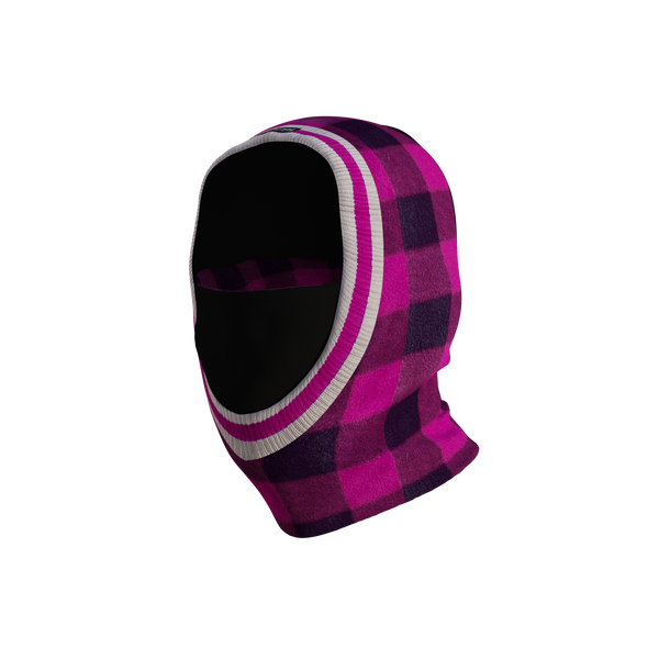 Pook Ninja - Pink Plaid and Black Double Layer Polar Fleece Balaclava
