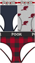 Load image into Gallery viewer, Pook Women&#39;s Underwear (3 PACK) - Black, Red Plaid, Beaver