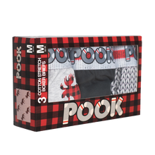 Load image into Gallery viewer, Pook Men&#39;s Boxers (3 PACK) - Black, Moose, Grey Pook