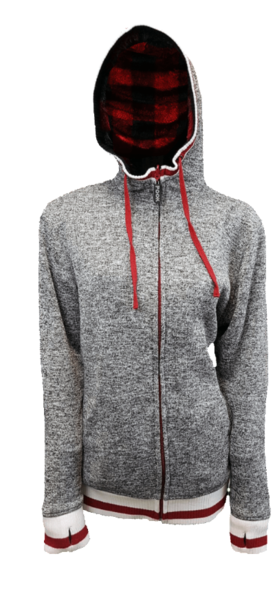 Plaid faux top fur sweatshirt