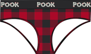 POOK Women's Red Plaid Underwear Cotton