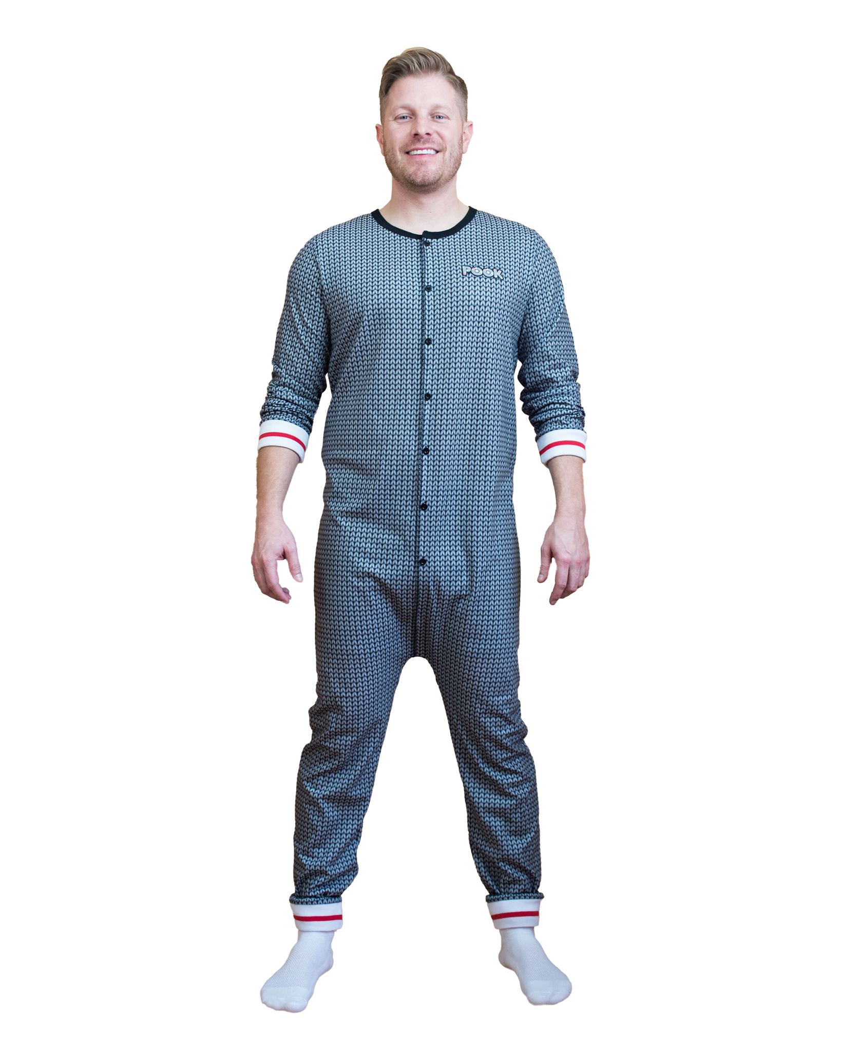 Grey Union Suit with Flap in Back Onesie Pajamas POOK Canada